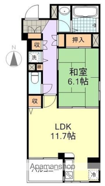ガーネットヒルズ本町[1LDK/47.48m2]の間取図