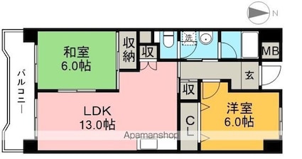 塩田町マンション[2LDK/58.32m2]の間取図