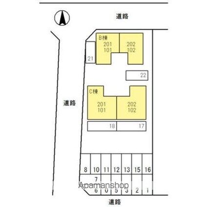 ハイツ水越　Ｂ[2K/35.93m2]の配置図