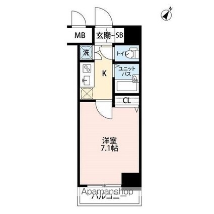 プレール日本橋弐番館[1K/22.27m2]の間取図
