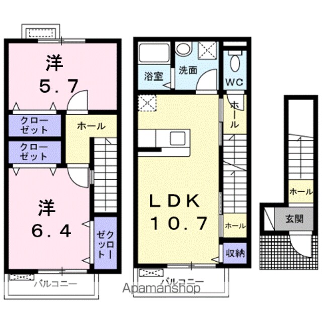 レイクパレット[2LDK/66.73m2]の間取図