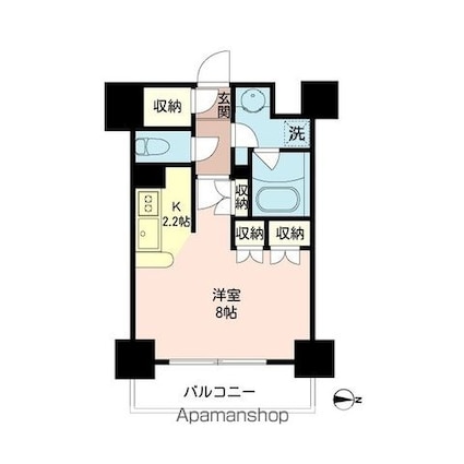 エコロジー大井町レジデンス[1R/28.56m2]の間取図