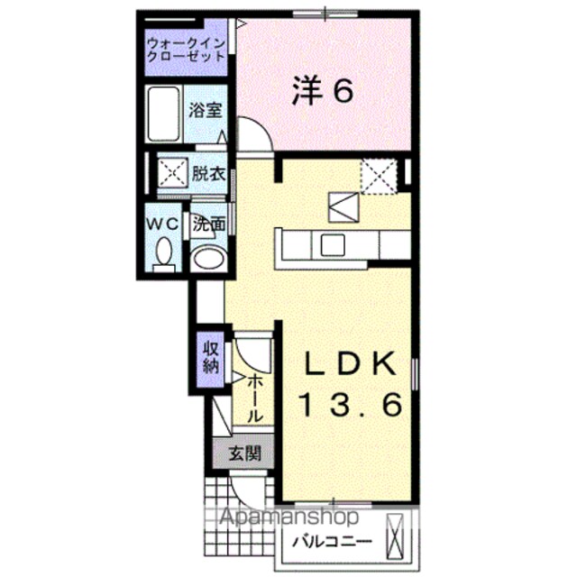 ランプロン　アヤ　Ⅰ[1LDK/46.06m2]の間取図