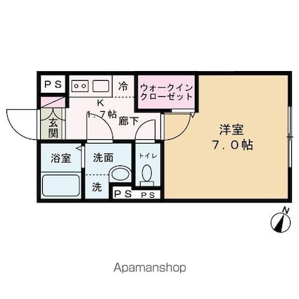 エルファーロ笹塚Ⅱ[1K/24.5m2]の間取図