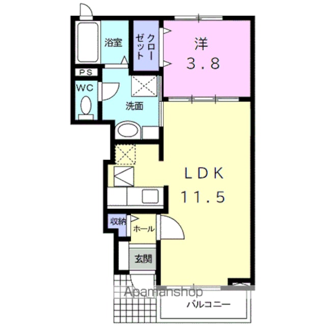 ブラン　セレノ[1LDK/37.16m2]の間取図