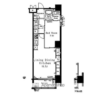 パークアクシス八丁堀[1LDK/53m2]の間取図