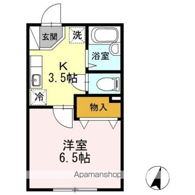 シャトル松原[1K/23.21m2]の間取図
