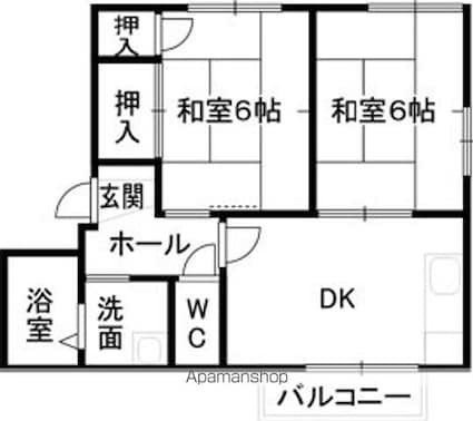 マイルドディアスきし[2DK/42.8m2]の間取図
