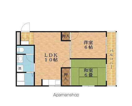シャトル岡崎[2LDK/50m2]の間取図