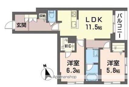 サクラ中野上高田[2LDK/61.35m2]の間取図