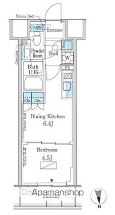 パークアクシス新宿百人町[1DK/27.67m2]の間取図
