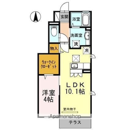 Ｍｏｎ　ｃｈｅｒｉ千歳烏山[1LDK/38.21m2]の間取図