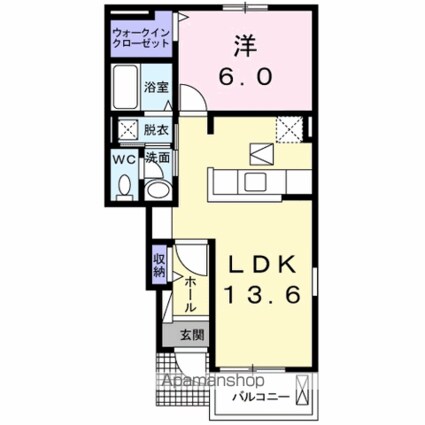 コンフォール矢三　Ｃ[1LDK/46.06m2]の間取図