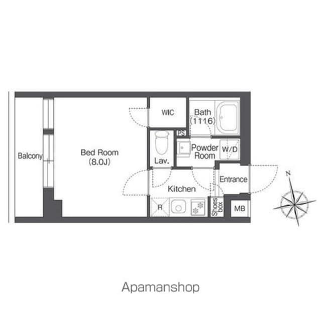 ＡＩＦＬＡＴ桜上水[1K/25.6m2]の間取図