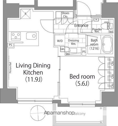 パークハビオ元浅草[1LDK/41.11m2]の間取図