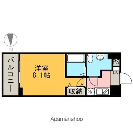 愛知県名古屋市中区上前津２丁目[1K/24.6m2]の間取図