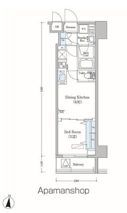 アーバネックス森下Ⅱ[1DK/25.56m2]の間取図