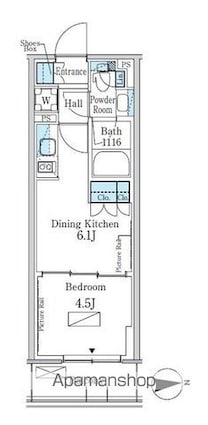 東京都新宿区百人町３丁目[1DK/26.1m2]の間取図