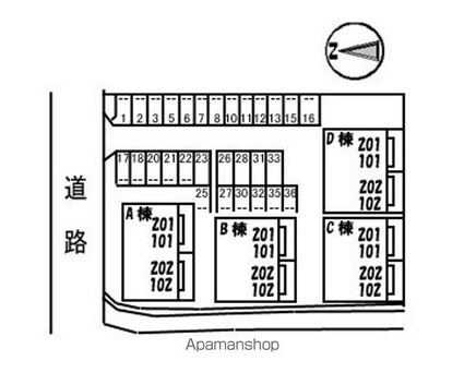 リヴェール西山　Ｃ棟[2LDK/52.54m2]の配置図