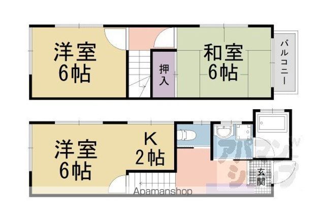 西野山欠ノ上町貸家の間取り写真