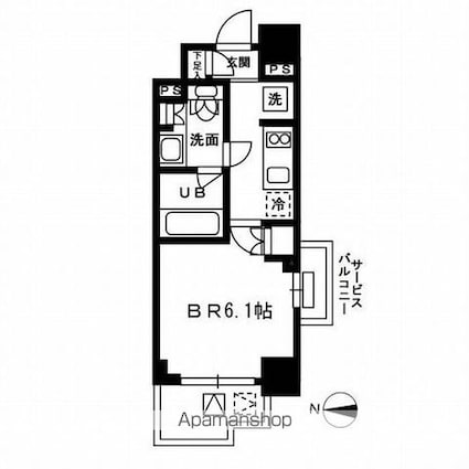 レジディア新宿イーストⅢ[1K/20.54m2]の間取図