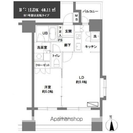 カスタリア森下[1LDK/40.11m2]の間取図