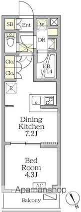 アジールコート後楽園[1DK/27.6m2]の間取図
