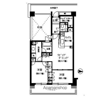 弦巻パーク・ホームズ[2LDK/64.45m2]の間取図