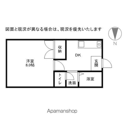群馬県太田市小舞木町[1K/26.41m2]の間取図