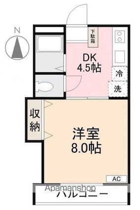 クレイドル木太Ⅱ　　[1DK/27m2]の間取図