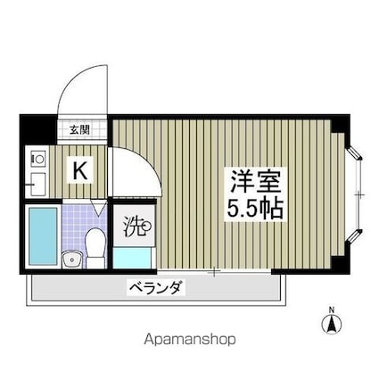 ハナブサＧ１[1K/13.01m2]の間取図