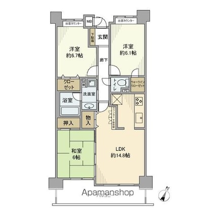 ダイアパレス京葉蘇我Ⅴ[3LDK/75.69m2]の間取図