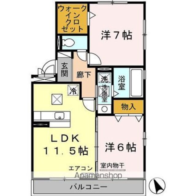 和歌山県和歌山市谷[2LDK/58.37m2]の間取図