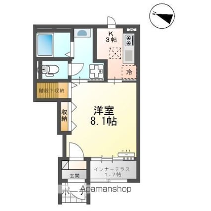 サクラローレル[1K/33.86m2]の間取図