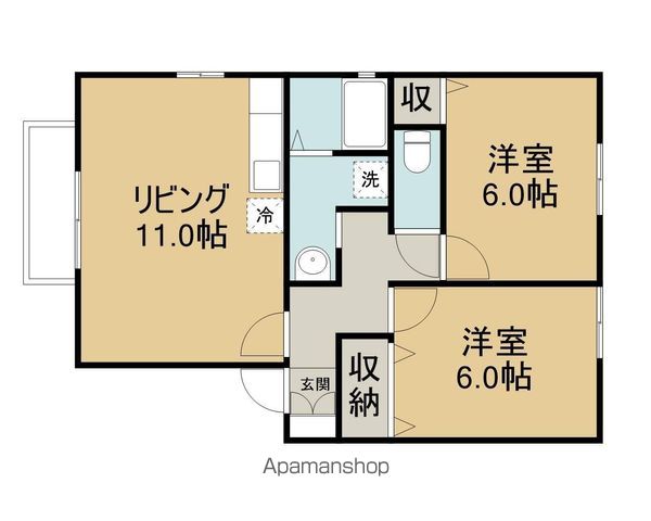 山陰本線 湖山駅 徒歩44分 2階建 築25年の間取り写真