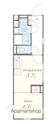 ＦＬレジデンス新宿Ⅲ[1DK/27.43m2]の間取図