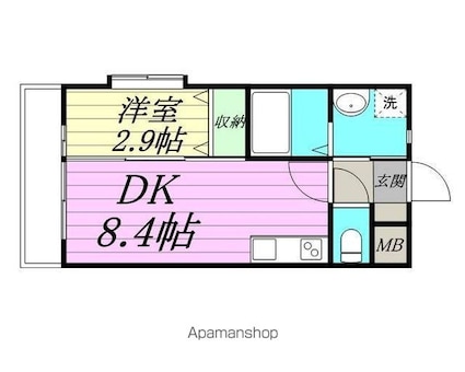 エルミタージュ川内[1DK/29.6m2]の間取図