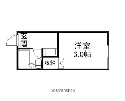 滋賀県草津市笠山４丁目[1K/17.25m2]の間取図