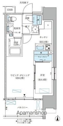 パークアクシス西大島コンフォートスクエア[1LDK/37.83m2]の間取図