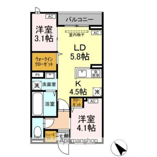 （仮）ＤーＲＯＯＭ白鳥４丁目[2LDK/42.97m2]の内装3