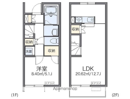 レオネクストＦＣブラボーＢ[1LDK/44.85m2]の間取図