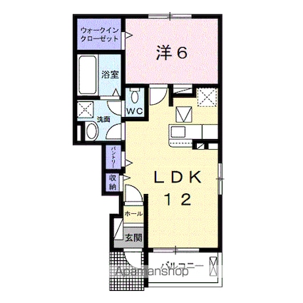 ルフナ　Ⅱ[1LDK/44.55m2]の間取図