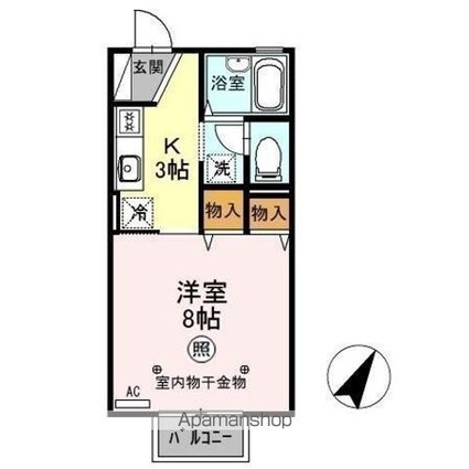 エクセルタムラＡ[1K/26.57m2]の間取図