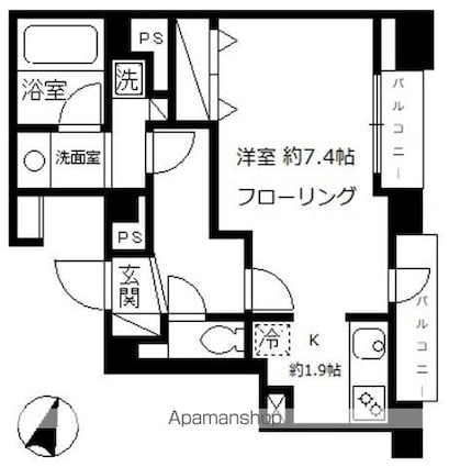 南大塚パレス[1K/30.75m2]の間取図