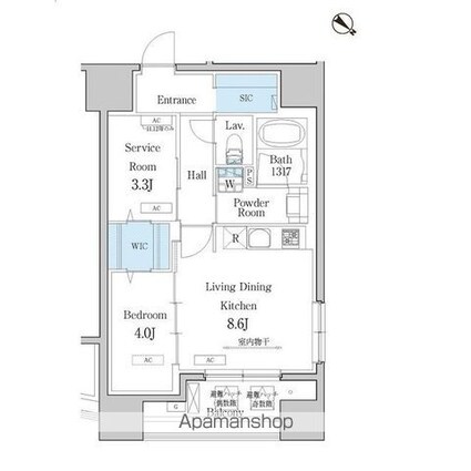 デュオフラッツ池尻大橋[1SLDK/45.92m2]の間取図