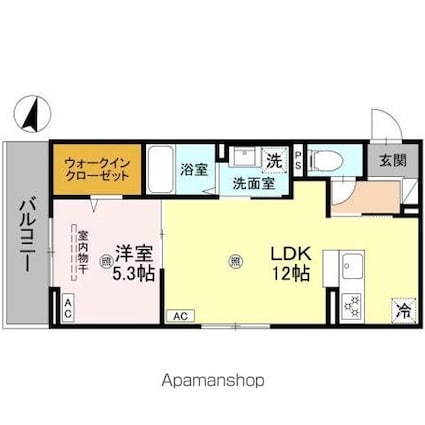 ボヌールメゾンｋａｓｕｇａＩＩ[1LDK/41.86m2]の間取図