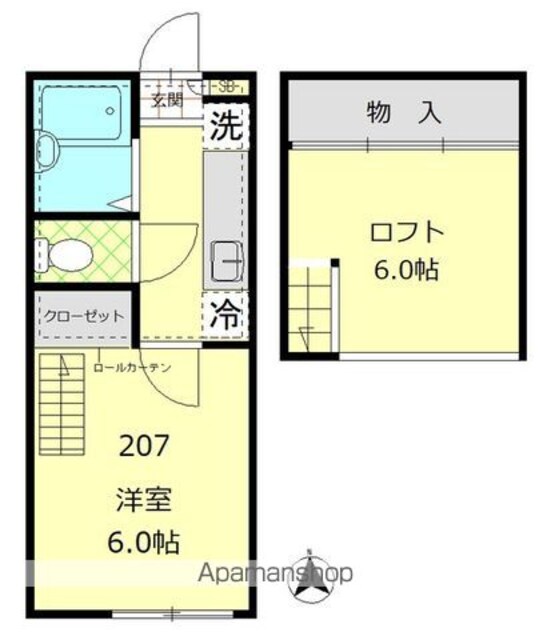 グランドール上北沢[1K/16.51m2]の間取図