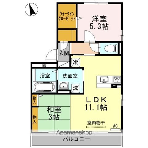 ビエント　Ａ棟 301 ｜ 福岡県久留米市合川町1182-1（賃貸アパート2LDK・3階・48.31㎡） その2