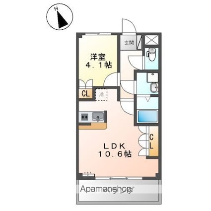フィグトゥリーＫ[1LDK/36m2]の間取図