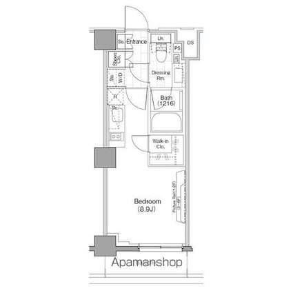 ザ・パークハビオ新宿[1R/25.17m2]の間取図